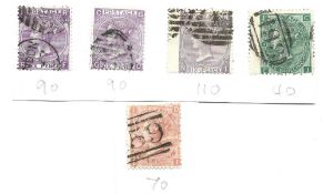 5 QV GB stamps on cut album page. Dated 1865. Includes 1 x 4d, 3 x 6d and 1 x 1 =. Cat value £400.