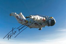 Felix Baumgartner signed 12x8 colour photograph. Austrian skydiver, daredevil and BASE jumper. He is