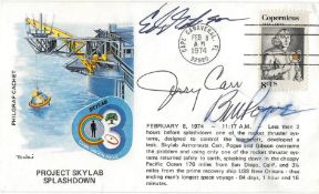 Skylab4, Ed Gibson, Jerry Carr and Bill Pogue signed postal cover for Project Skylab Splashdown