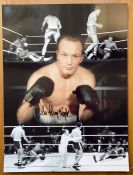 Boxing, Henry Cooper signed colourised Montage 16x12 photograph pictured during his fight with