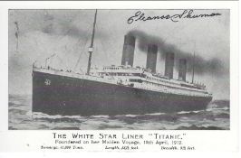 Titanic Survivor, Eleanor Ileen Johnson signed Titanic postcard. This limited edition postcard has a