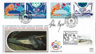 Politician, John Major signed Channel Tunnel FDC with official stamps and postmarks June 1994. Major
