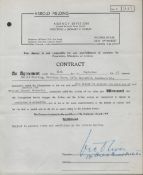 Harold Fielding Contract for Conductor of the British Concert Orchestra Vic Oliver Signed.