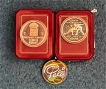 2x Pelé 1996 Olympics Hungarian Silver Coins Presented To Pele At 1996 Olympics In Atlanta. Each