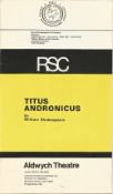 Vintage cast signed Titus Andronicus theatre programme taken from the Aldwych Theatre, London in