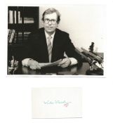 Politics, Vaclev Havel signature, stuck below 7x5 black and white photo. Czech statesman,
