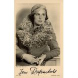 Leni Riefenstahl signed vintage 6 x 4 inch sepia photo. Good condition Est.