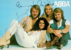 Abba multi signed 6x4 colour promo photo signed by all four members of the iconic group. ABBA are