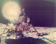 Apollo 14 multi signed 14x11 colour photo signed by all three crew members Alan Shepard, Stuart