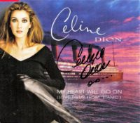 Celine Dion signed My Heart Will Go On CD sleeve disc included. Céline Marie Claudette Dion CC