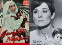 Audrey Hepburn signed 12x8 black and white magazine photo dedicated and vintage unsigned magazine