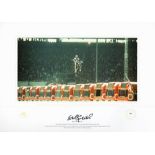 Evel Knievel signed 16X12 colour limited edition print 66/750 pictured during his iconic jump at