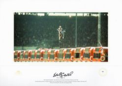 Evel Knievel signed 16X12 colour limited edition print 66/750 pictured during his iconic jump at