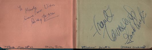 Autograph book. Music and entertainment. Some of signatures included are Acker Bilk, Shirley