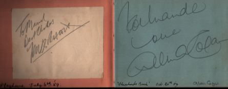 Assorted signed autograph book. Some of signatures in book are Alma Cogan, Huw Thomas, Joan Small,