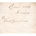 Charles Wood 1st Viscount Halifax end of letter inscribed "Yours Ever Halifax" Chancellor of the