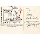 Trevor Eve signed and dedicated postcard, inscribed To Steve, good luck. This dedicated signature