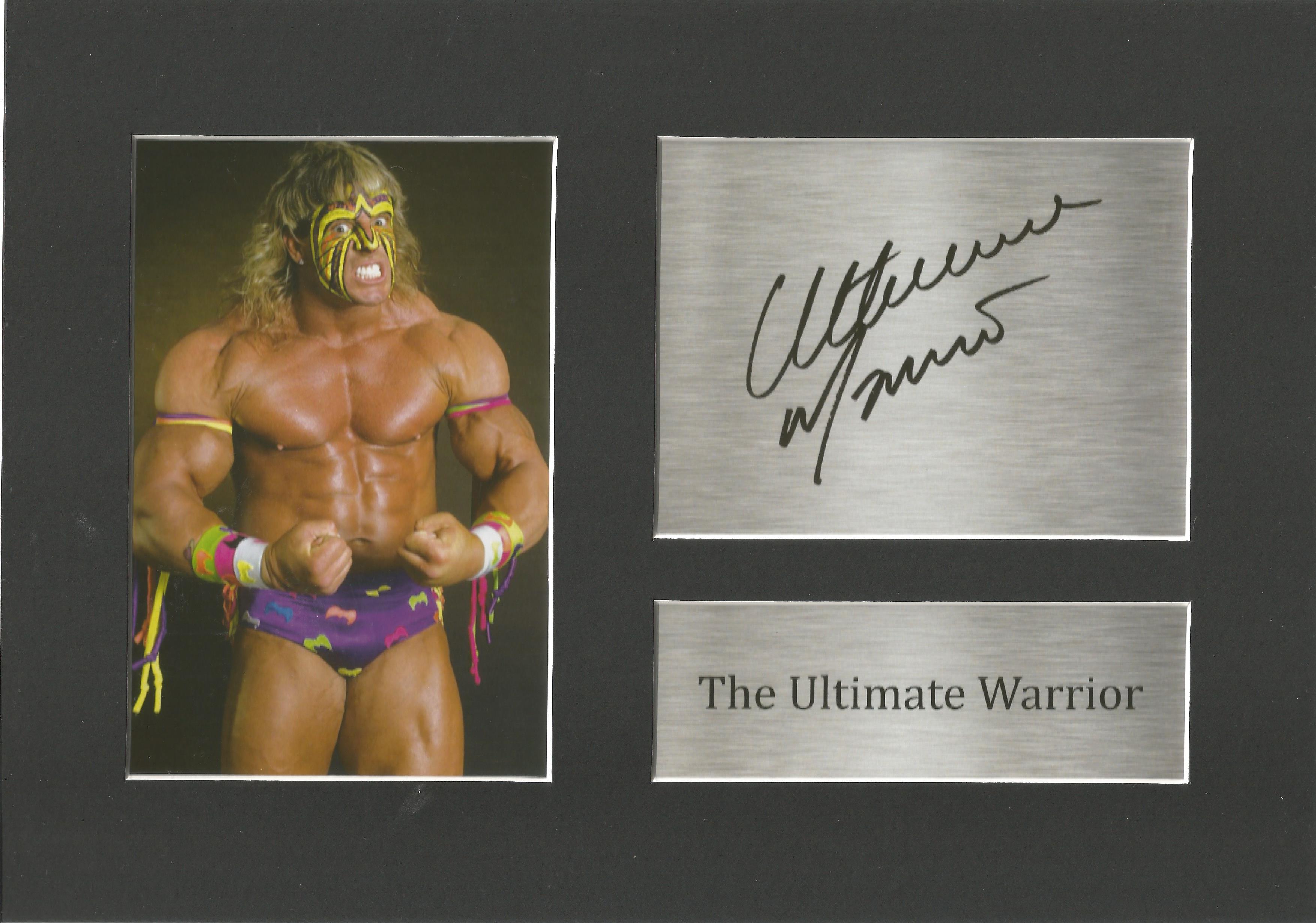 WWE, The Ultimate Warrior, 11x8 matted printed signature piece. This beautifully presented piece