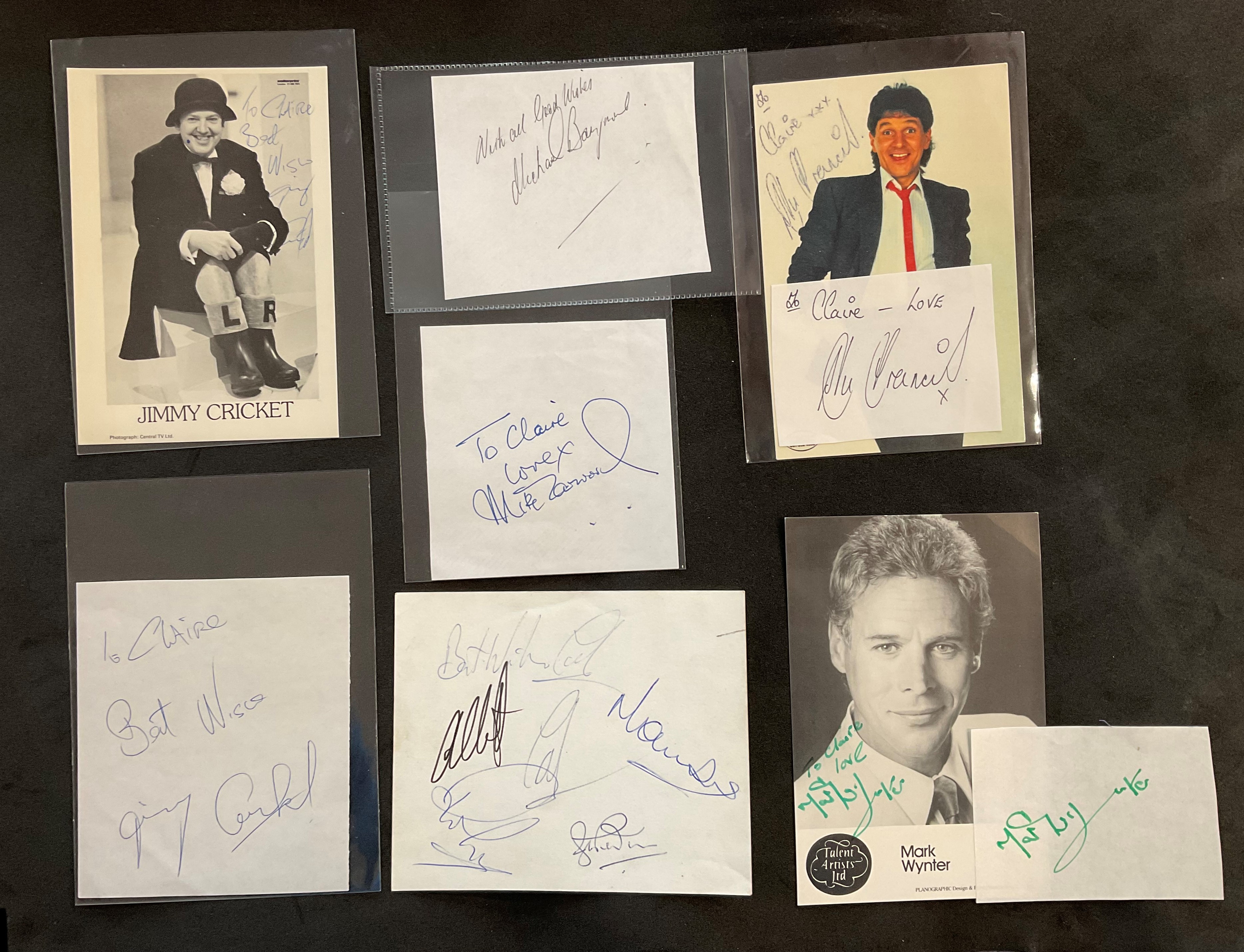 Comedy/ Entertainment collection of 7 signed pages and photographs from comedians and stars across