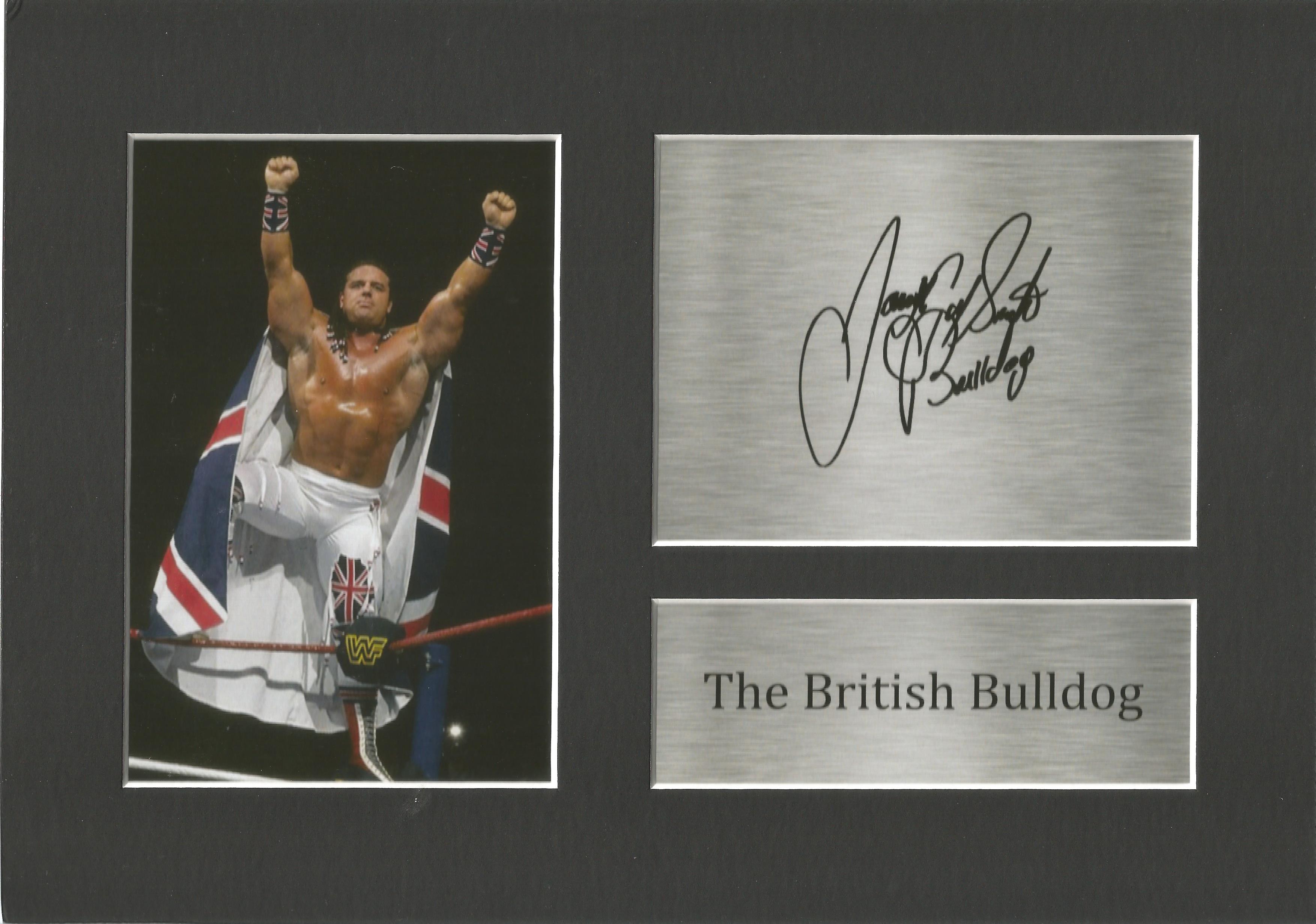 WWE, The British Bulldog, 11x8 matted printed signature piece. This beautifully presented piece