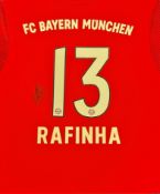 Football Rafinha signed Bayern Munich number 13 replica shirt mounted to board. Brazilian