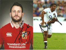 Rugby Union collection 5 international players signatures on 6x4 colour photos and one signed page