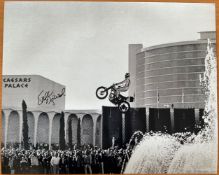 Superb Evel Knievel Signed 20x16 Black and White Photo From Caesars Palace in Las Vegas. Signed in