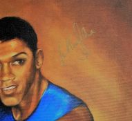 Boxing, Anthony Joshua signed fine art canvas 19x15 print. Created by the artist Josephine M Tobitt,