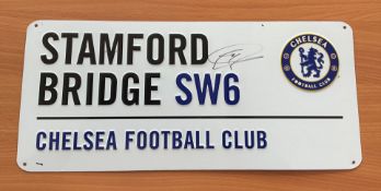 Football Christian Pulisic signed Chelsea F.C Stamford Bridge SW6 commemorative metal road sign.