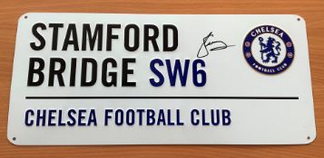 Football Joe Cole signed Chelsea F.C Stamford Bridge SW6 commemorative metal road sign. Good