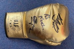 Boxing Carl Froch, Mikkel Kessler and Robert McCracken signed V.I.P gold boxing glove. Good