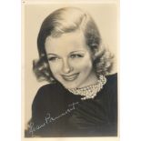 Joan Bennett signed 7x5 sepia vintage photo with original Walter Wanger Productions mailing envelope