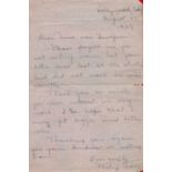 Phillip Terry ALS dated August 27, 1939, interesting content in which he thanks a fan for his letter