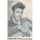 Marty Wilde signed 6x4 Philips black and white promo photo dedicated. Est.