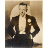 Fred Astaire signed 9x6 vintage magazine photo and a 10x8 vintage sepia photo printed signature