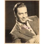 John Howard signed 10x8 vintage sepia photo in original Paramount Pictures mailing envelope dated 23