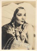 Lupe Velez signed rare 7x5 vintage sepia photo with original personalised mailing envelope dated