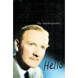 Leslie Phillips signed hardback book titled The Autobiography Hello signature on a bookplate on