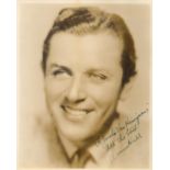 Warren Hull signed 10x8 vintage sepia photo comes with Warner Bros personalised mailing envelope