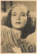 Sigrid Gurie signed 7x5 vintage sepia photo slight crease comes with original personalised Samuel