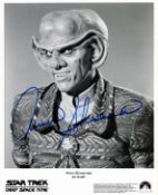 Armin Shimerman signed 10x8 Star Trek Deep Space Nine promo photo pictured in his role as Quark.