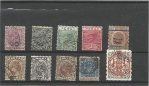 Patiala State, Perak and Rhodesia pre 1936 stamps on stockcard. 10 stamps We combine postage on