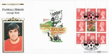 Benham FDC Football Heroes, George Best with Booklet pane Stamps and Football Heroes Postmark