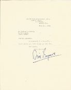 Dirk Bogarde signed TLS dated 15th Dec 1950 signed in blue ink. Sir Dirk Bogarde (born Derek Niven