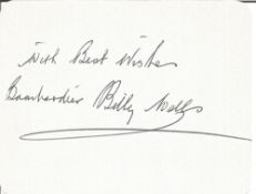 Bombardier Billy Wells signed 4x4 white card. William Thomas Wells, better known as Bombardier Billy