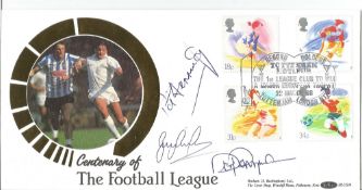 Gary Lineker, Pat Jennings and Steve Perryman signed Centenary of the Football League Benham FDC