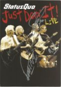 Status Quo signed 8x6 Just Doin It Live promo photo signatures include Rick Parfitt and Francis