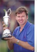 Nick Faldo signed 12x8 colour photo pictured holding the Open Championship Claret Jug. Sir