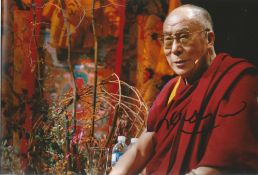 Dalai Lama signed 12x8 colour photo. Dalai Lama is a title given by the Tibetan people to the
