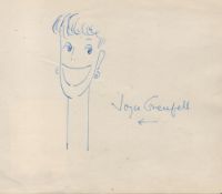 Joyce Grenfell signed 6x5 album page includes rare doddle by signature. Joyce Irene Grenfell OBE (